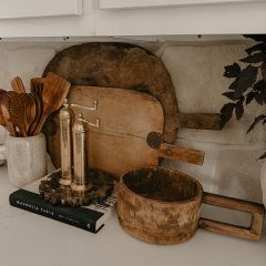 Antiqued Carved Wood Decorative Bowl