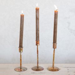 Antiqued Copper Finished Taper Holders Set of 3