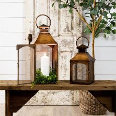 Antiqued Copper Mesh Lantern Set of 2