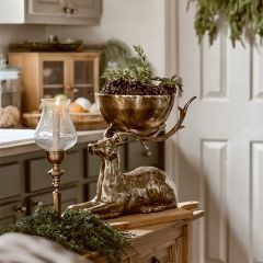 Antiqued Decorative Metal Buck Bowl