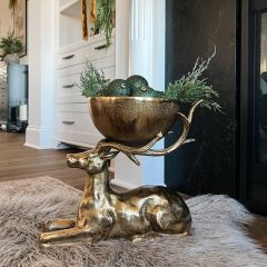 Antiqued Decorative Metal Buck Bowl