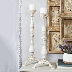 Antiqued Elegance Metal Candle Holders Set of 2