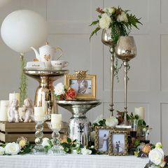 Antiqued Glass Round Display Stand