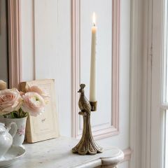 Antiqued Gold Finish Peacock Taper Holder