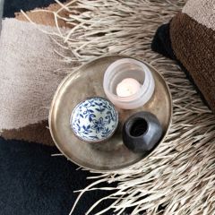 Antiqued Gold Finish Pedestal Tray