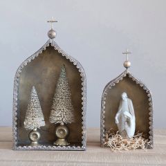 Antiqued Gold Finished Creche Shelf Set of 2