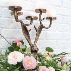 Antiqued Gold Hare Candle Holder