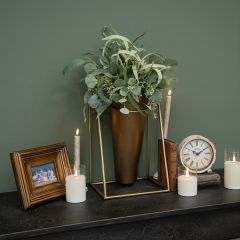 Antiqued Gold Metal Bucket Stand 17.5 Inch