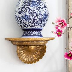 Antiqued Gold Ornate Wall Bracket Shelf