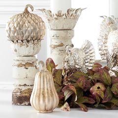 Antiqued Mercury Glass Gourd Figurines Set of 3