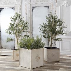 Antiqued Metal Box Planters Set of 3