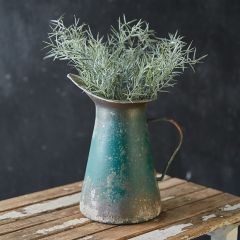 Antiqued Metal Long Mouth Pitcher Vase