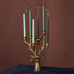 Antiqued Metal Reindeer Head Candelabra