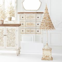 Antiqued Metal Tree on Pedestal Stand