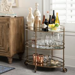 Antiqued Mirror 3 Tier Bar Cart
