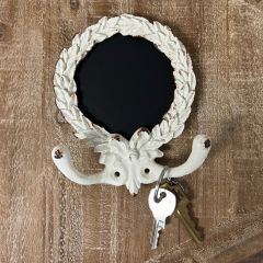 Antiqued Pewter Double Wall Hook with Chalkboard