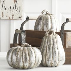 Antiqued Silver Decorative Pumpkins Set of 3