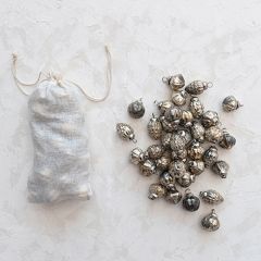 Antiqued Silver Embossed Glass Ornaments Set of 36