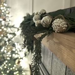Antiqued Silver Mercury Glass Ornament Garland