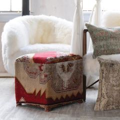 Antiqued Turkish Rug Foot Stool