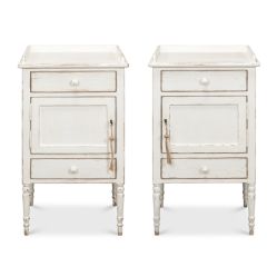 Antiqued White Farmhouse Side Table