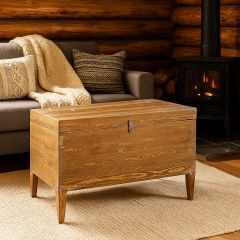 Antiqued Wood Trunk Side Table