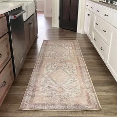 Analu Peach Washable Area Rug