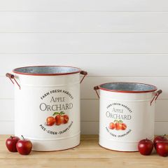 Apple Orchard Metal Bucket Set of 2
