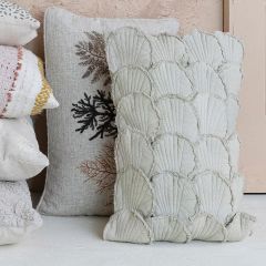 Appliqued Seashell Rectangle Throw Pillow