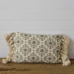 Arabesque Print Tasseled Lumbar Pillow