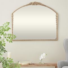 Arched Gold Bead Framed Wall Mirror