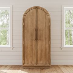 Arched Natural Wood Tall Cabinet