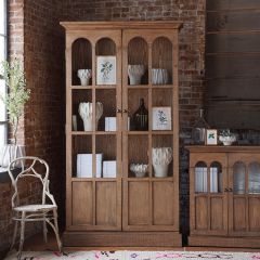 Arched Windowpane Pine Bookcase