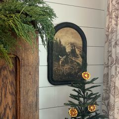 Arched Wood Frame Deer Print