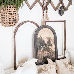 Arched Wood Frame Deer Print