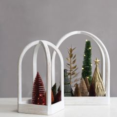 Arched Wooden Tabletop Display Lanterns Set of 2