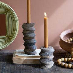 Architectural Accents Wooden Taper Candle Holders Set of 2