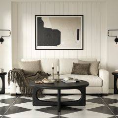 Architectural Base Round Oak Coffee Table