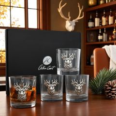 Arthur Court Elk Head Bar Glass Set of 4