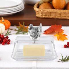 Arthur Court Glass Turkey Butter Dish