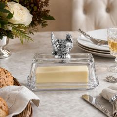 Arthur Court Glass Turkey Butter Dish