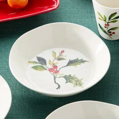 Assorted Holly Berry Ceramic Dinner Bowl Set of 4