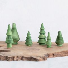 Assorted Wood Tree Figures Set of 6