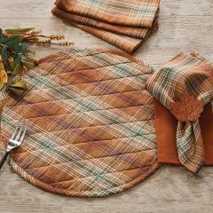 Autumn Accents Plaid Quilted Round Placemat Set of 4