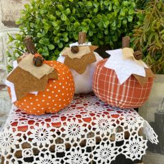 Autumn Accents Primitive Fabric Pumpkin Bowl Fillers Set of 3