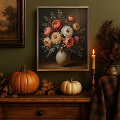 Autumn Bouquet White Vase Framed Wall Decor
