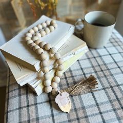 Autumn Charms Tasseled Wood Beads Set of 2