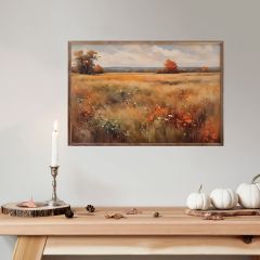 Autumn Field With Orange Framed Wall Art