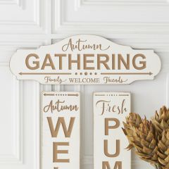 Autumn Gathering Oval Wood Wall Sign