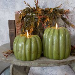 Autumn Green Pumpkin Flameless Candle